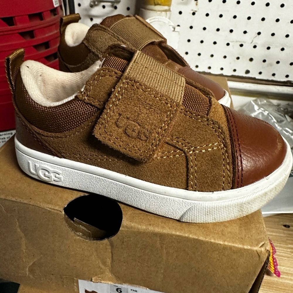 UGG Brown Sneakers with Velcro Strap and Suede Upper